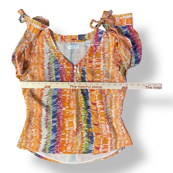 Coldwater Creek Silk Multicolor 3/4 Sleeve Blouse Womens Size PS Boho - Picture 5 of 10